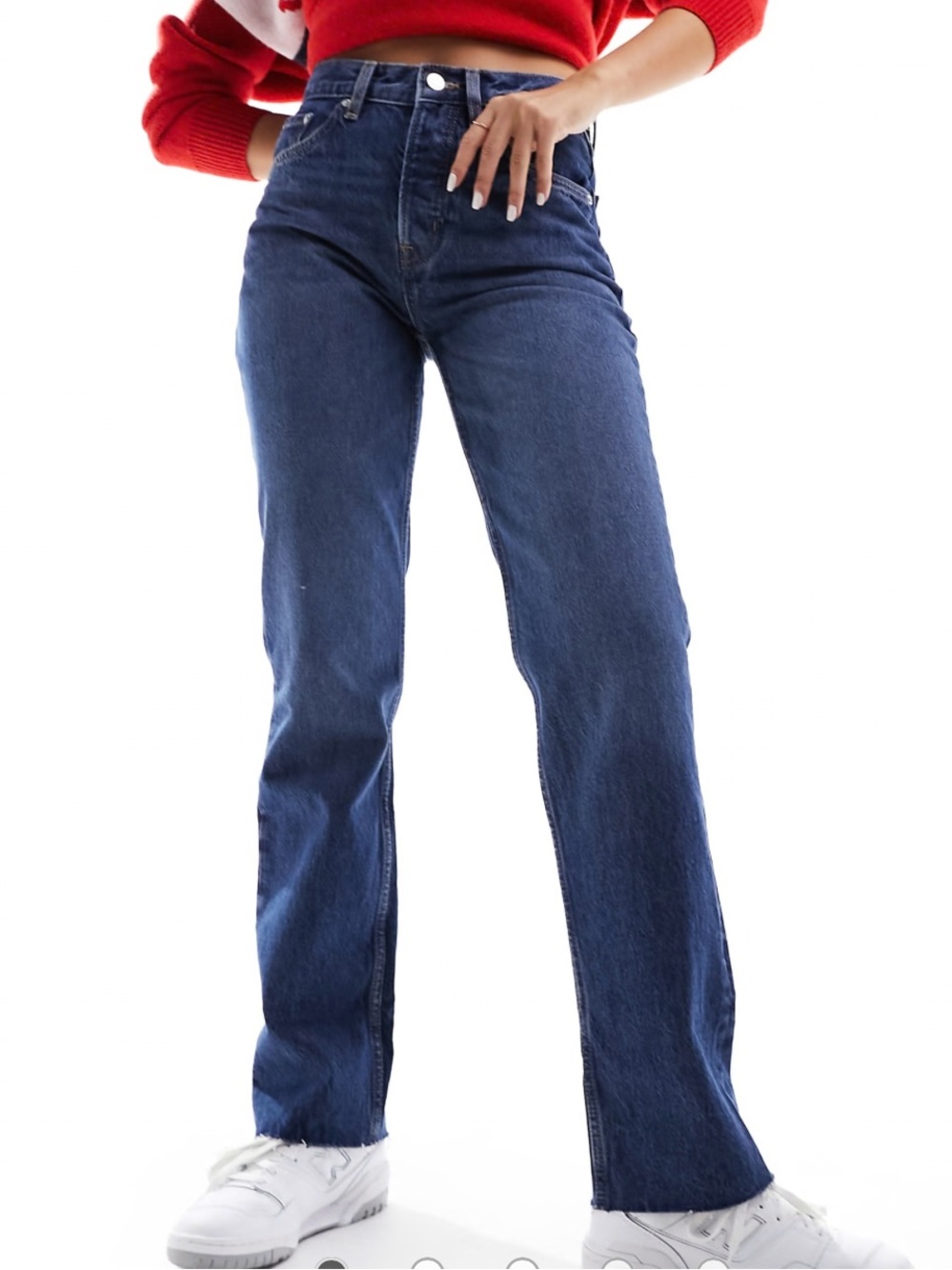 & Other Stories 90s Slim Straight Leg Jeans Raw Hem Button Fly 28 NWT